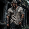 Men's Retro Viking Celtic Knot Art Linen T-shirt elevenforest