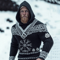 Men's Viking Compass Compass Celtic Totem Hooded Sweater elevenforest