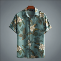 Bohemian Style Plant And Flower Pattern Men's Retro Cotton And Linen Shirt elevenforest