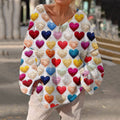 Comstylish Women's Valentine's Day Retro Love Heart Print Casual T-shirt