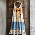 Women's Retro Sunflower Lace Embroidered Art Tank Dress elevenforest