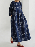 Comstylish Japanese Art Retro Style Geometric Printed Women's Dress