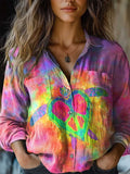 Women's Colorful Turtle Print Casual Long Sleeve Comfortable Cotton Sh
