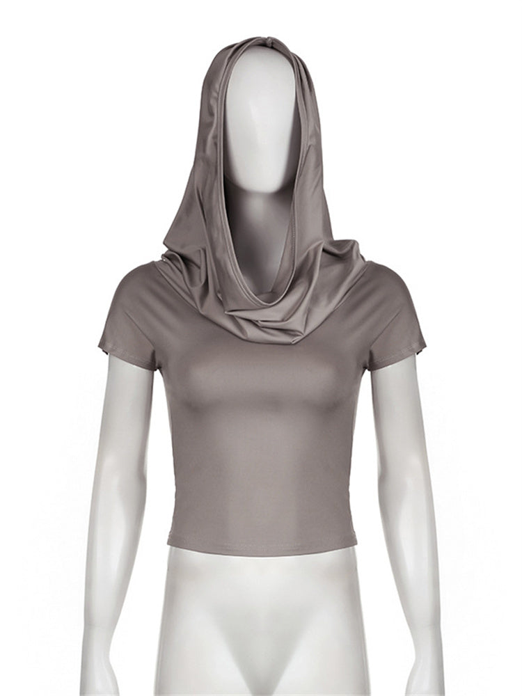 Tossy Hoodie Slim Short Sleeve Crop Top Female Patchwork Cropped Pullover Y2k Tank Top