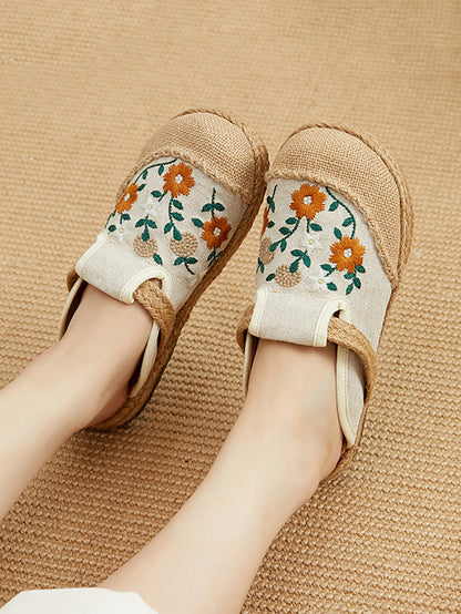 Summer Flower Embroidery Slippers Cc050