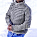 Men'S Thick Knitted Warm Solid Color Turtleneck Sweater elevenforest