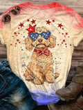 Comstylish Goldendoodle Fourth Of July Dog Crew Neck T-shirt