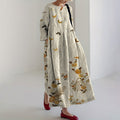 Comstylish Women's Japanese Flower And Butterfly Art Print Midi Dress