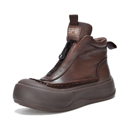 Zip Booties Authentic First Layer Cowhide Boots