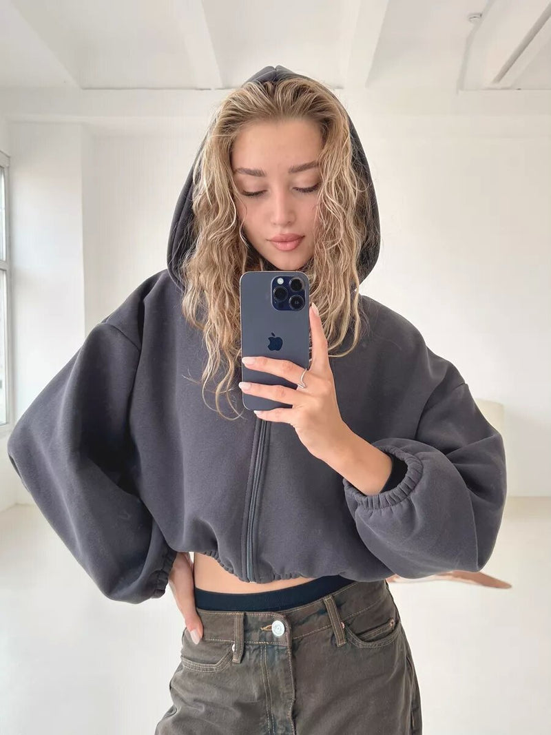 Color Short Sports Hoodie Coat