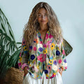 Vintage Colorful Floral Art Cotton Linen Casual Shirt elevenforest
