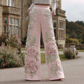 Women's Vintage Floral Embroidery Art Sweatpants