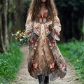 Vintage Butterfly Floral Flowy Linen Blend Maxi Dress elevenforest