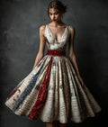Vintage Sequin Music Notes And Flag Art Midi Dress elevenforest