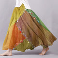 Women's Boho Flowers Art Color Block Linen Blend Skirt elevenforest
