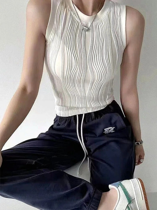 Summer Knitted Vest for Summer Elastic Slim White Tank Top Female Basic Sleeveless Top ’s Clothing