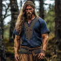 Men's Vintage Viking Celtic Knot Art Linen Blend Shirt elevenforest