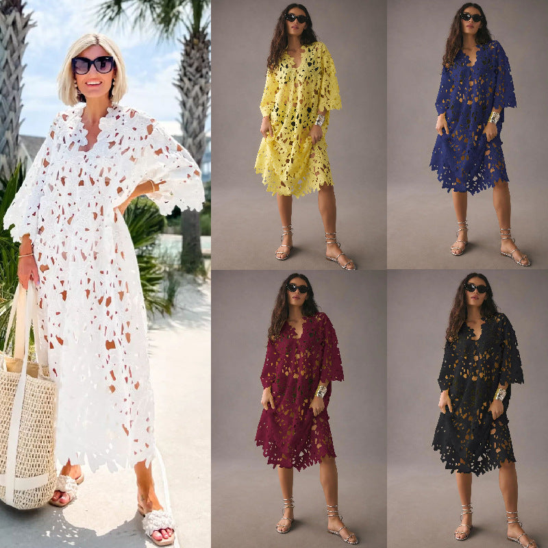 Loose Beach Vacation Blouse Lace Shirt
