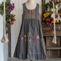 Elegant Floral Embroidery Comfortable Women's Dress elevenforest