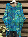 Women's Vintage Peacock Feathers Print Design Top