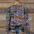 Comstylish Colorful Hand-painted Cat Crew Neck Sweatshirt