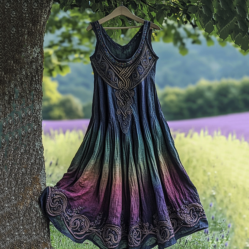 Retro Celtic Knot Gradient Design Dress elevenforest