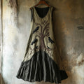 Vintage Viking Raven Life Of Tree Graphics Linen Tank Dress elevenforest