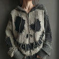 Halloween Spooky Smiley Face Knitted Warm Hooded Zip-up Sweater elevenforest