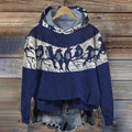 Vintage Bird Jacquard Knit Hooded Sweater elevenforest