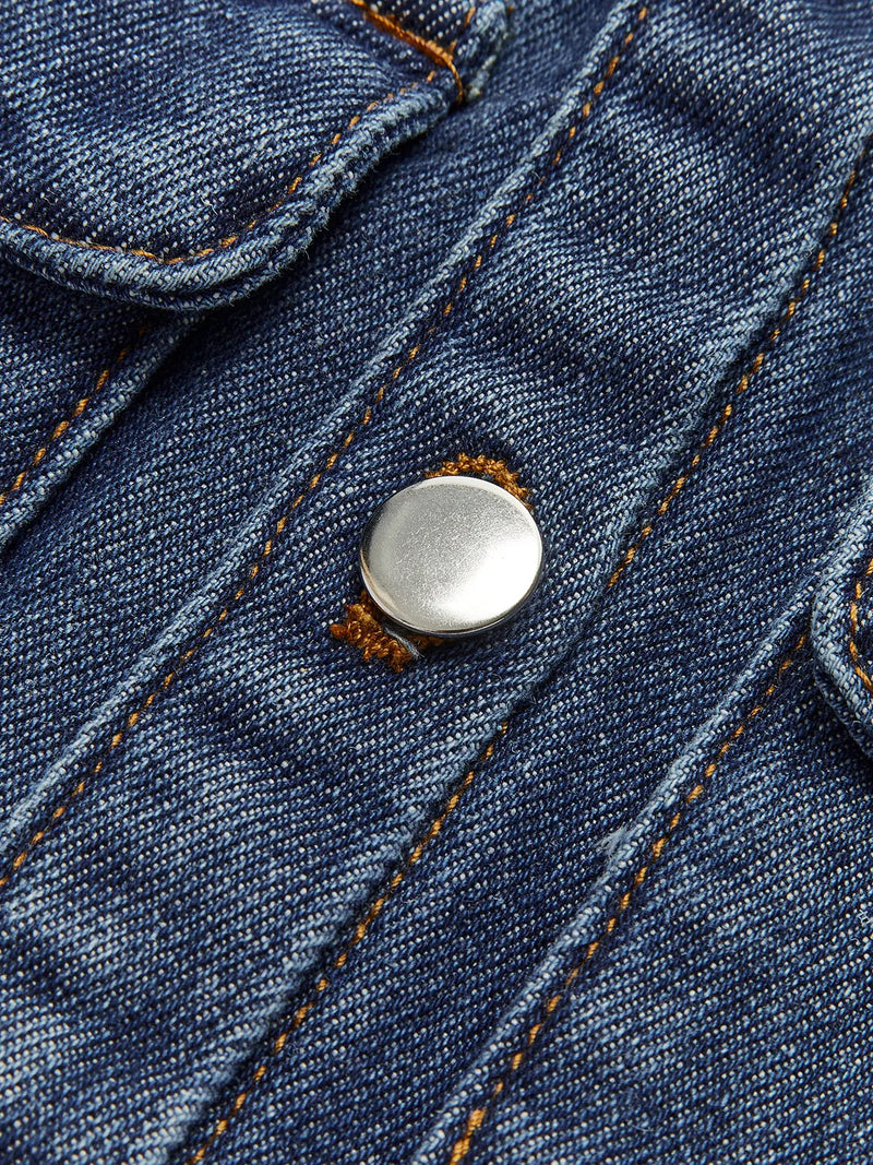 Denim Pockets Turn Down Collar Vest