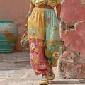 Women's Daisy Embroidery Macaroon Color Patchwork Art Casual Sweatpants elevenforest