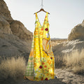 Women's Vintage Butterfly Floral Art Cotton And Linen Dress elevenforest