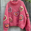Abstract Creative Valentine Vibes Coquette Valentine Heart Art Print Knitted Pullover Sweater elevenforest