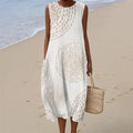 Ripples Japanese Sashiko Flowy Linen Tank Dress elevenforest