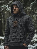 Men's Vintage Viking Inspired Celtic Jacquard Hooded Sweater elevenforest