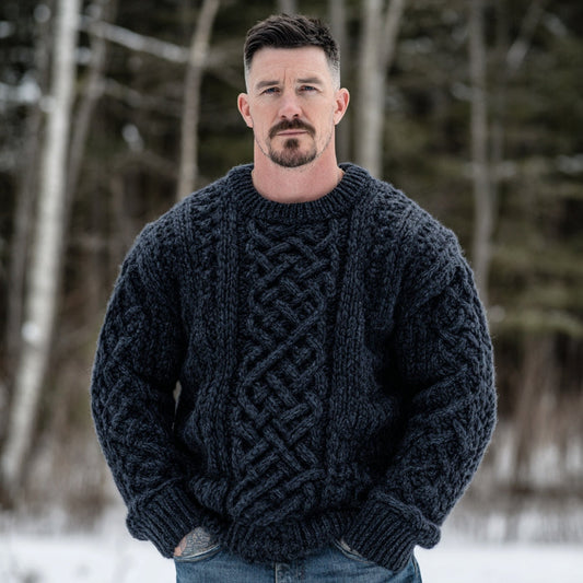 Men's Vintage Fairman Island Jacquard Thick Warm Crew Neck Sweater artswardrobe