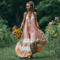 Women's Vintage Floral Patterned Suspender Dress elevenforest