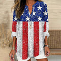 Comstylish American Flag Printed V-Neck Loose Blouse