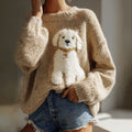 Comstylish Classic Fuzzy Dog Felt Cozy Knit Sweater