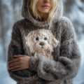Cute Fuzzy Dog Embroidered Soft Hooded Sweater elevenforest