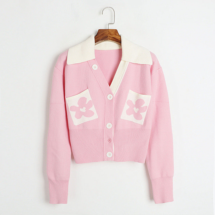Pink Knitted Cardigan: Age-defying V-neck Top for Early Autumn