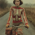 Comstylish Women's Vintage Skeleton Art Cozy High Neck Ugly Sweater