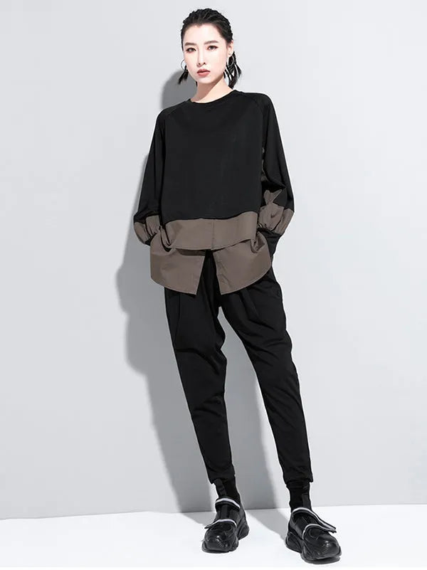 False Two Split-joint Long Sleeve T-shirt