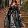 Vintage Viking Tribal Celtic Knot V Neck Midi Dress elevenforest