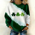 Comstylish Women's St. Patrick's Day Shamrock Color Block Print Sweatshirt