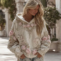 Women's Vintage Floral Embroidery Art Casual Hoodie elevenforest