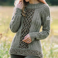 Women's Celtic Knot Jacquard Logo Aran Sweater elevenforest