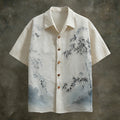 Men's Japanese-style Tie-dye Bamboo Pattern Linen Short-sleeved Shirt elevenforest