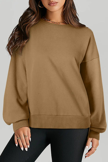 Stylish Brown High Low Hem Sweatshirt