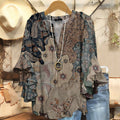 Women's Art Painting Ethnic Floral Stitching Contrast Color Retro Prin